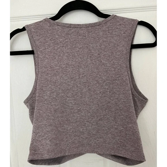Zobha Melange Twist Crop Top Womens Medium Heather Plum Yoga Athletic Fit Preppy - Picture 3 of 8